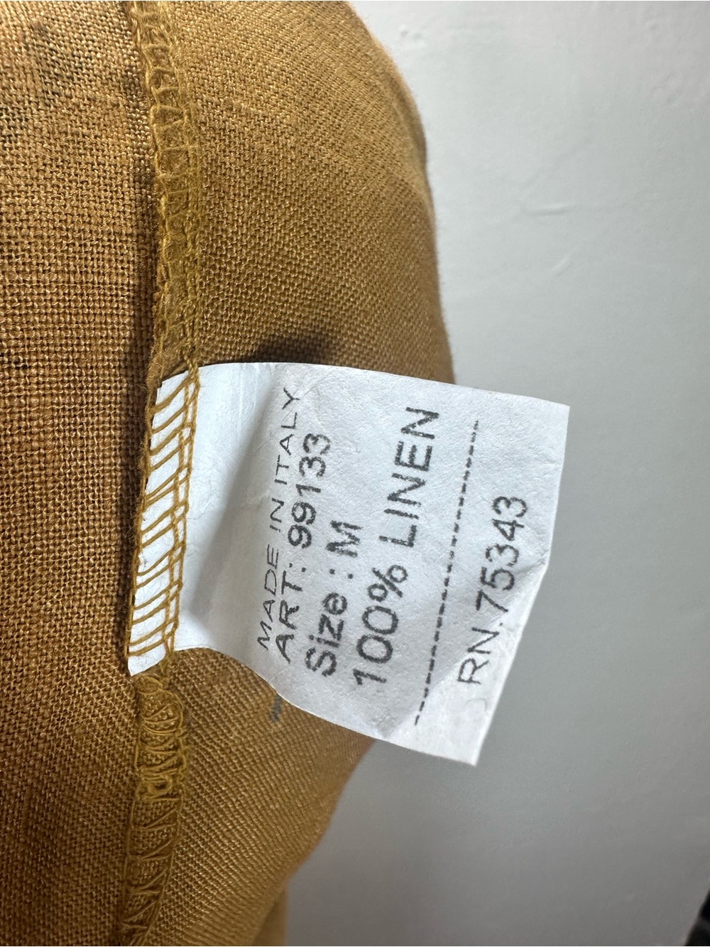 Viola Borghi 100% Linen Caramel Butterfly Top Sz M Made in Italy - Picture 5 of 7